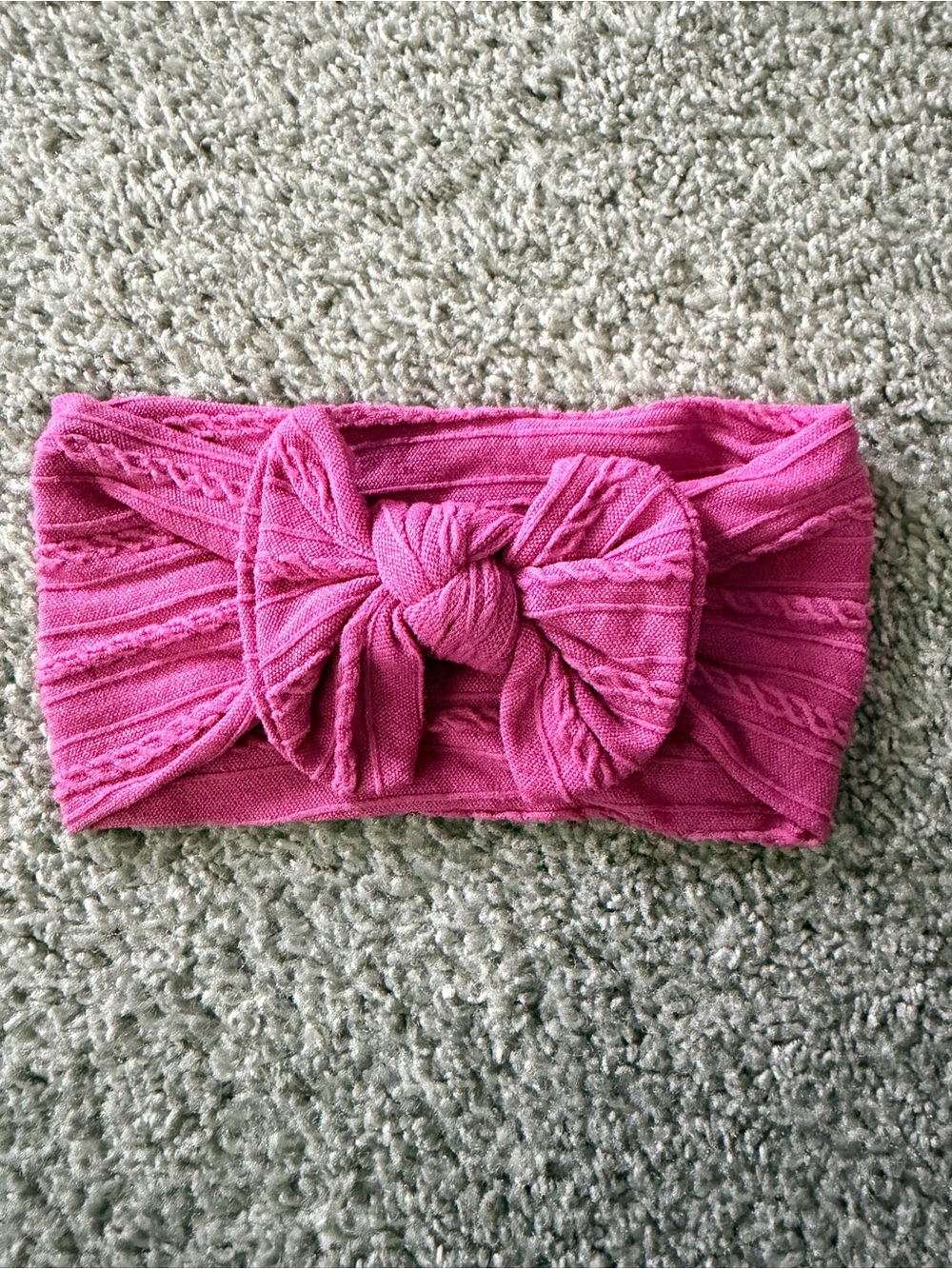 Kids Pink Bow Headband - Soft Knit Baby Hair Accessory